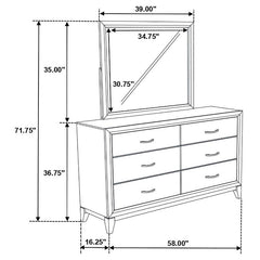 Watson 6-drawer Dresser with Mirror Grey Oak and Black - 212423M