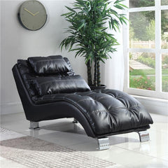 Dilleston Faux Leather Upholstered Tufted Chaise Black - 550075
