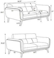 Shania 2-piece Upholstered Low Back Sofa Set Black - 509921-S2