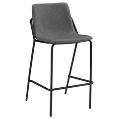 Earnest Solid Back Upholstered Bar Stools Grey and Black (Set of 2) - 183453