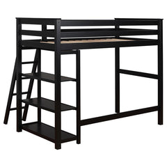 Anica 3-shelf Wood Twin Loft Bed Black - 460084