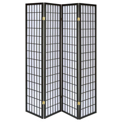 Roberto 4-Panel Room Divider Folding Shoji Screen Black - 4624