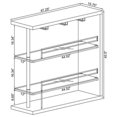 Prescott Rectangular 2-shelf Bar Unit Glossy Black - 100165