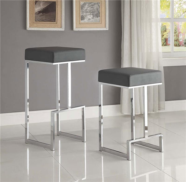 Gervase Square Bar Stool Grey and Chrome - 105262