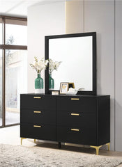 Kendall 6-drawer Dresser with Mirror Black - 224453M