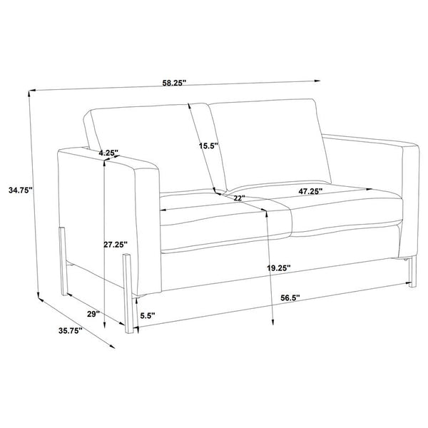 Tilly 2-piece Upholstered Track Arm Sofa Set Oatmeal - 509901-S2