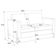 Tilly 2-piece Upholstered Track Arm Sofa Set Oatmeal - 509901-S2