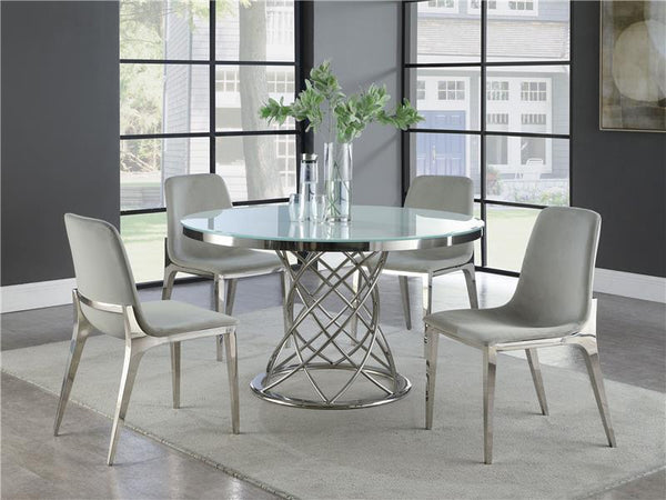 Irene Upholstered Side Chairs Light Grey and Chrome (Set of 4) - 110402