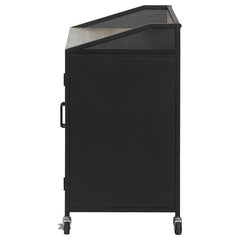 Arlette Wine Cabinet with Wire Mesh Doors Grey Wash and Sandy Black - 183476
