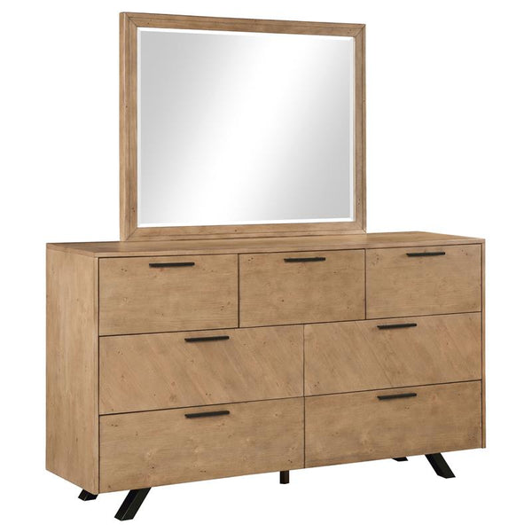 Taylor 7-drawer Dresser with Mirror Light Honey Brown - 223423M