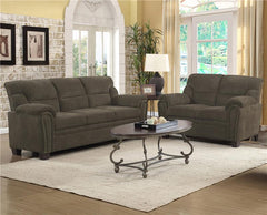 Clementine 2-piece Upholstered Padded Arm Sofa Set Brown - 506571-S2