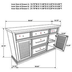Aventine 5-drawer Dining Sideboard Buffet Cabinet with Cabinet Charcoal and Vintage Chalk - 108245