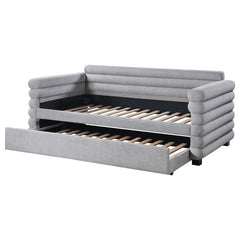 Patricia Boucle Upholstered Twin Day Bed with Trundle Grey - 300718