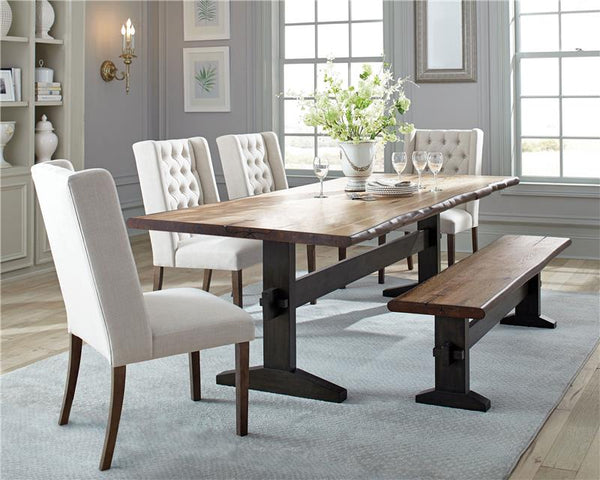 Bexley Live Edge Trestle Dining Table Natural Honey and Espresso - 110331