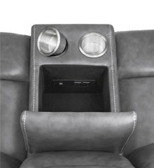 Conrad 2-piece Upholstered Padded Arm Motion Sofa Set Grey - 650354-S2