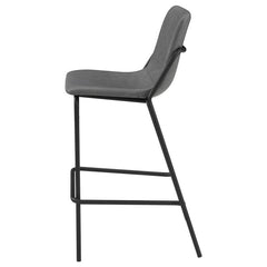 Earnest Solid Back Upholstered Bar Stools Grey and Black (Set of 2) - 183453