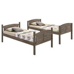 Flynn Wood Twin Over Twin Bunk Bed Weathered Brown - 400808