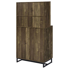 Mendoza 2-door Wine Cabinet Rustic Oak Herringbone and Gunmetal - 182082