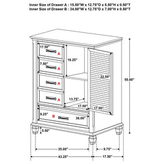 Franco 5-drawer Door Chest Burnished Oak - 200978