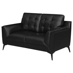 Moira Upholstered Wedge Arm Tufted Loveseat Black - 511132