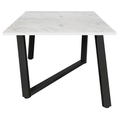 Mayer Rectangular Dining Table Faux White Marble and Gunmetal - 193781