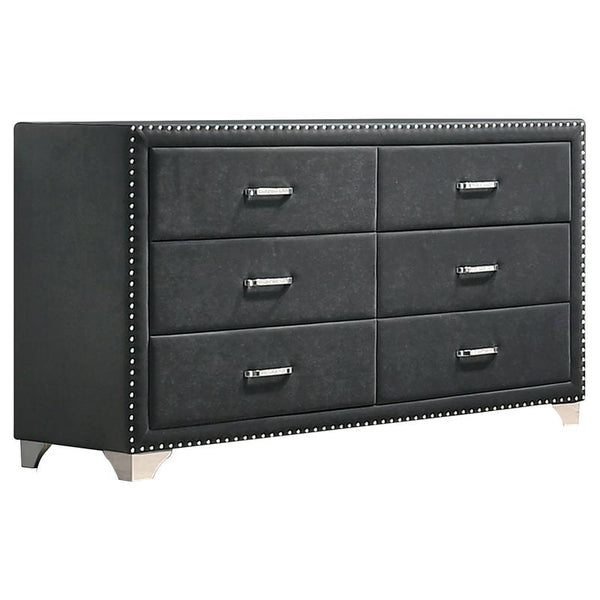 Melody 6-drawer Upholstered Dresser Grey - 223383