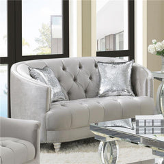 Avonlea Upholstered Sloped Arm Loveseat Grey Velvet - 508462