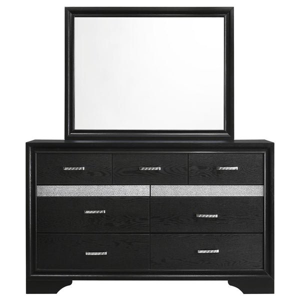 Miranda 7-drawer Dresser with Mirror Black and Rhinestone - 206363M