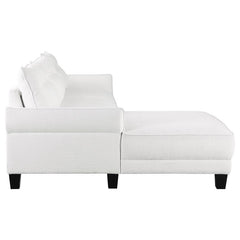Caspian Upholstered Curved Arm Chaise Sectional Sofa White - 509550