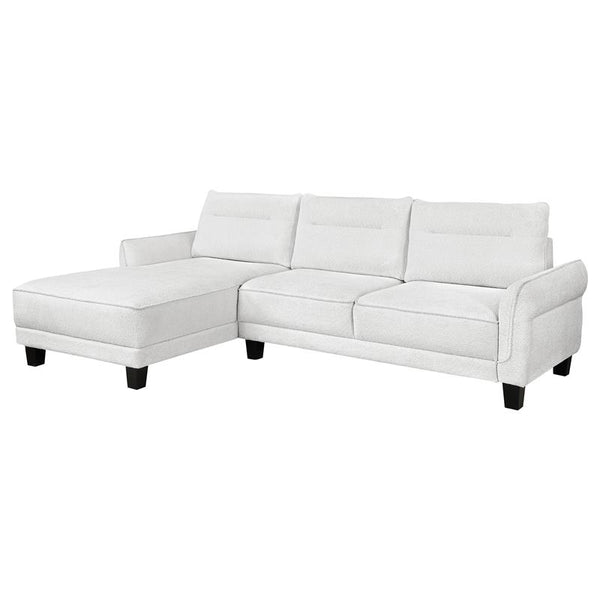 Caspian Upholstered Curved Arm Chaise Sectional Sofa White - 509550