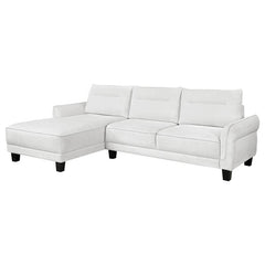 Caspian Upholstered Curved Arm Chaise Sectional Sofa White - 509550