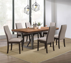 Spring Creek 7-piece Dining Room Set Natural Walnut and Taupe - 106581-S7G