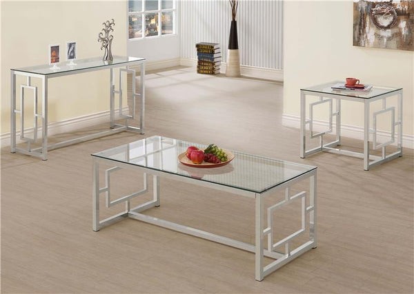 Merced Rectangular Glass Top Coffee Table Nickel - 703738