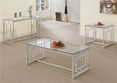 Merced Glass Top Metal Entryway Sofa Console Table Nickel - 703739