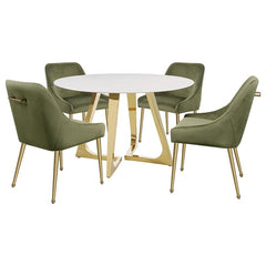 Gwynn Round Dining Table with Marble Top and Stainless Steel Base White and Gold - 107171