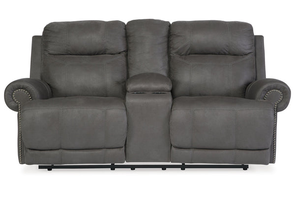 Austere Reclining Loveseat with Console - 3840194