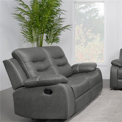 Nova Upholstered Padded Arm Reclining Loveseat Dark Grey - 602532