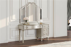 Evangeline 4-drawer Vanity Desk Makeup Table Silver Oak - 223397