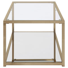 Cora Glass Top Coffee Table Mirrored Shelf Chocolate Chrome - 705238