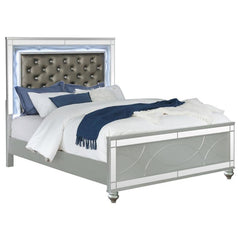 Gunnison Wood Eastern King LED Panel Bed Silver Metallic - 223211KE