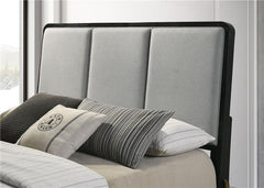 Arini Upholstered Eastern King Panel Bed Black and Grey - 224331KE