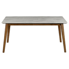 Everett 6-piece Faux Marble Top Dining Table Natural Walnut and Grey - 192761-S6