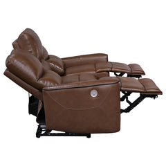 Greenfield Upholstered Power Reclining Sofa Saddle Brown - 610264P