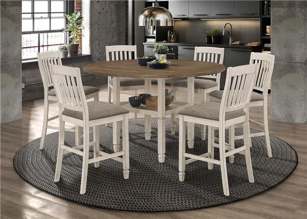 Sarasota Counter Height Table with Shelf Storage Nutmeg and Rustic Cream - 192818