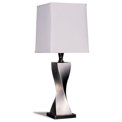 Keene Square Shade Table Lamps White and Antique Silver (Set of 2) - 1497