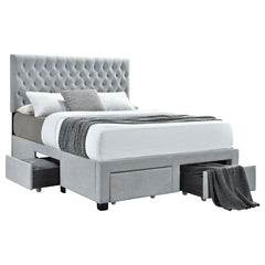Soledad Upholstered Queen Storage Panel Bed Light Grey - 305878Q