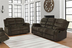 Rodman 2-piece Upholstered Reclining Sofa Set Olive Brown - 601881-S2