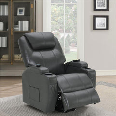 Sanger Upholstered Power Lift Massage Recliner Charcoal Grey - 600498P