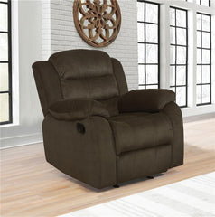 Rodman Upholstered Padded Arm Glider Recliner Olive Brown - 601883