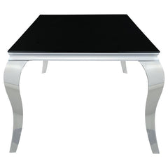 Carone Rectangular Glass Top Dining Table Black and Chrome - 115071